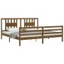 Honey brown solid wood bed frame with headboard by vidaXL, Beds and slatted bases - Ref: Foro24-3194589, Price: 177,11 €, Dis...