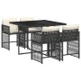 Set de muebles jardín 5 pzas con cojines ratán sintético negro de vidaXL, Conjuntos de jardín - Ref: Foro24-3211614, Precio: ...