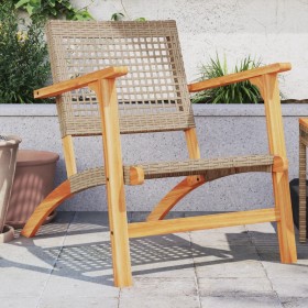 Garden chairs 2 units made of acacia wood and synthetic beige rattan by vidaXL, Garden sets - Ref: Foro24-365869, Price: 135,...