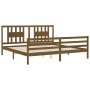 Honey brown solid wood bed frame with headboard by vidaXL, Beds and slatted bases - Ref: Foro24-3194589, Price: 177,11 €, Dis...