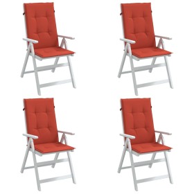 Stuhlkissen mit hoher Rückenlehne 4 Stück Stoff rot meliert 120x50x4 cm von vidaXL, Kissen für Stühle und Sofas - Ref: Foro24...