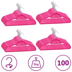 Set of 100 non-slip pink velvet clothes hangers by vidaXL, Hangers - Ref: Foro24-289925, Price: 64,92 €, Discount: %