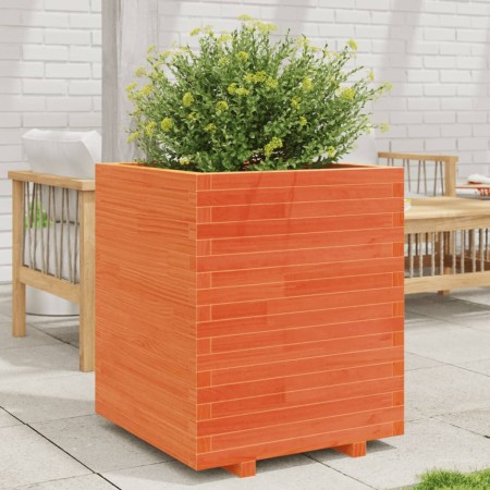 Solid pine wood planter in brown wax 60x60x72.5 cm by vidaXL, Pots and planters - Ref: Foro24-3282581, Price: 216,83 €, Disco...