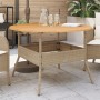 Garden table with beige PE rattan wood surface Ø110x71 cm by vidaXL, Garden tables - Ref: Foro24-368627, Price: 175,01 €, Dis...