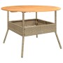 Mesa de jardín superficie de madera ratán PE beige Ø110x71 cm de vidaXL, Mesas de jardín - Ref: Foro24-368627, Precio: 175,01...