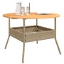 Mesa de jardín superficie de madera ratán PE beige Ø110x71 cm de vidaXL, Mesas de jardín - Ref: Foro24-368627, Precio: 175,01...