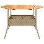 Mesa de jardín superficie de madera ratán PE beige Ø110x71 cm de vidaXL, Mesas de jardín - Ref: Foro24-368627, Precio: 175,01...