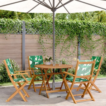 Garden dining set 5 pieces, solid wood with leaf pattern fabric. by vidaXL, Garden sets - Ref: Foro24-3281824, Price: 326,99 ...