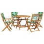 Garden dining set 5 pieces, solid wood with leaf pattern fabric. by vidaXL, Garden sets - Ref: Foro24-3281824, Price: 328,48 ...