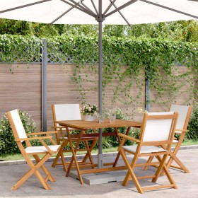 5-piece garden dining set, solid wood with cream white fabric. by vidaXL, Garden sets - Ref: Foro24-3281832, Price: 360,77 €,...