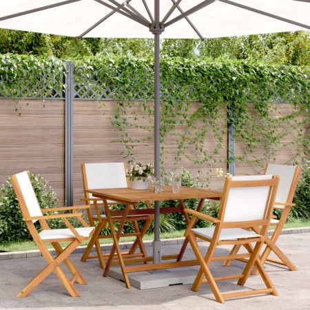 5-piece garden dining set, solid wood with cream white fabric. by vidaXL, Garden sets - Ref: Foro24-3281832, Price: 360,77 €,...