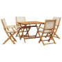 Set de comedor de jardín 5 pzas tela madera maciza blanco crema de vidaXL, Conjuntos de jardín - Ref: Foro24-3281832, Precio:...