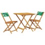 3-teiliges Bistro-Set Massivholz Stoff Blattdruck von vidaXL, Gartensets - Ref: Foro24-3281872, Preis: 158,79 €, Rabatt: %