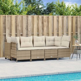 Set Gartensofas mit Kissen 5 Stück synthetisches Rattan beige von vidaXL, Gartensets - Ref: Foro24-3261525, Preis: 386,99 €, ...