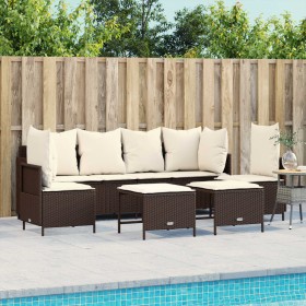 5-teiliges Garten-Esszimmerset und Kissen Kunstrattan braun von vidaXL, Gartensets - Ref: Foro24-3261546, Preis: 408,99 €, Ra...