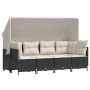 Set de muebles de jardín 5 pzas y cojines ratán sintético negro de vidaXL, Conjuntos de jardín - Ref: Foro24-3261527, Precio:...