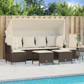 5-piece garden dining set with brown synthetic rattan cushions by vidaXL, Garden sets - Ref: Foro24-3261552, Price: 447,99 €,...