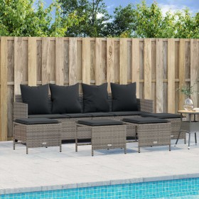 Set Gartensofas mit Kissen 5 Stück synthetisches Rattangrau von vidaXL, Gartensets - Ref: Foro24-3261559, Preis: 357,60 €, Ra...