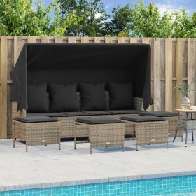 Set Gartensofas mit Kissen 5 Stück synthetisches Rattangrau von vidaXL, Gartensets - Ref: Foro24-3261565, Preis: 396,11 €, Ra...