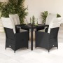 Set de muebles jardín 5 pzas con cojines ratán sintético negro de vidaXL, Conjuntos de jardín - Ref: Foro24-3276692, Precio: ...