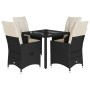 Set de muebles jardín 5 pzas con cojines ratán sintético negro de vidaXL, Conjuntos de jardín - Ref: Foro24-3276692, Precio: ...