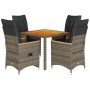 Set comedor de jardín 5 piezas con cojines ratán sintético gris de vidaXL, Conjuntos de jardín - Ref: Foro24-3276845, Precio:...