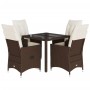 Set comedor de jardín 5 piezas y cojines ratán sintético marrón de vidaXL, Conjuntos de jardín - Ref: Foro24-3276769, Precio:...