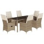 Set comedor de jardín 7 pzas con cojines ratán sintético beige de vidaXL, Conjuntos de jardín - Ref: Foro24-3276805, Precio: ...