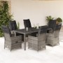 Set comedor jardín 7 pzas y cojines ratán sintético gris de vidaXL, Conjuntos de jardín - Ref: Foro24-3276741, Precio: 877,49...