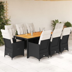 9-teiliges Garten-Esszimmerset und Kissen synthetisches Rattan schwarz von vidaXL, Gartensets - Ref: Foro24-3276686, Preis: 1...