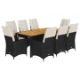 Set de comedor de jardín 9 pzas y cojines ratán sintético negro de vidaXL, Conjuntos de jardín - Ref: Foro24-3276686, Precio:...