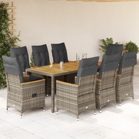 Garden dining set 9 pieces and gray synthetic rattan cushions by vidaXL, Garden sets - Ref: Foro24-3276851, Price: 1,00 €, Di...