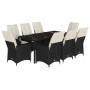 Set de comedor de jardín 9 pzas y cojines ratán sintético negro de vidaXL, Conjuntos de jardín - Ref: Foro24-3276699, Precio:...