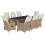 9-teiliges Garten-Esszimmer-Set mit Kissen synthetisches Rattan beige von vidaXL, Gartensets - Ref: Foro24-3276807, Preis: 1,...