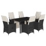 Set de comedor de jardín 7 pzas y cojines ratán sintético negro de vidaXL, Conjuntos de jardín - Ref: Foro24-3276866, Precio:...