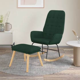 Sillón mecedora con taburete tela verde oscuro de vidaXL, Mecedoras - Ref: Foro24-3097709, Precio: 145,99 €, Descuento: %