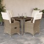 Set comedor de jardín 5 pzas con cojines ratán sintético beige de vidaXL, Conjuntos de jardín - Ref: Foro24-3276801, Precio: ...