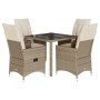 Set comedor de jardín 5 pzas con cojines ratán sintético beige de vidaXL, Conjuntos de jardín - Ref: Foro24-3276801, Precio: ...