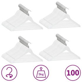 Set of 100 hard white wooden non-slip clothes hangers. by vidaXL, Hangers - Ref: Foro24-289916, Price: 117,78 €, Discount: %