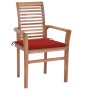 Dining chairs 2 pcs solid teak wood with red cushions by vidaXL, Garden chairs - Ref: Foro24-3062601, Price: 212,48 €, Discou...