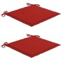 Sillas de comedor 2 uds madera maciza de teca con cojines rojos de vidaXL, Sillas de jardín - Ref: Foro24-3062601, Precio: 19...