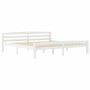 Solid pine wood bed frame, white, 200x200 cm