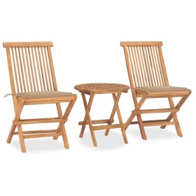 Folding garden dining set 3 pieces teak wood cushions by vidaXL, Garden sets - Ref: Foro24-3063174, Price: 165,44 €, Discount: %