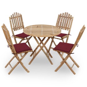 5-piece folding outdoor dining set with bamboo cushions by vidaXL, Garden sets - Ref: Foro24-3063969, Price: 258,43 €, Discou...