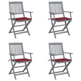 Folding garden chairs 4 pcs cushions solid acacia wood by vidaXL, Garden chairs - Ref: Foro24-3064518, Price: 192,80 €, Disco...