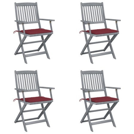 Folding garden chairs 4 pcs cushions solid acacia wood by vidaXL, Garden chairs - Ref: Foro24-3064518, Price: 193,01 €, Disco...