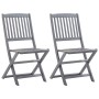 Folding garden chairs 2 pcs cushions solid acacia wood by vidaXL, Garden chairs - Ref: Foro24-3064539, Price: 130,34 €, Disco...