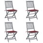 Folding garden chairs 4 pcs cushions solid acacia wood by vidaXL, Garden chairs - Ref: Foro24-3064572, Price: 202,53 €, Disco...