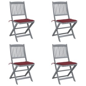 Folding garden chairs 4 pcs cushions solid acacia wood by vidaXL, Garden chairs - Ref: Foro24-3064572, Price: 202,82 €, Disco...