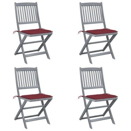 Folding garden chairs 4 pcs cushions solid acacia wood by vidaXL, Garden chairs - Ref: Foro24-3064572, Price: 202,53 €, Disco...